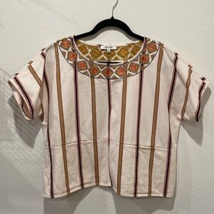 Madewell Embroidered Stripe Boxy Top